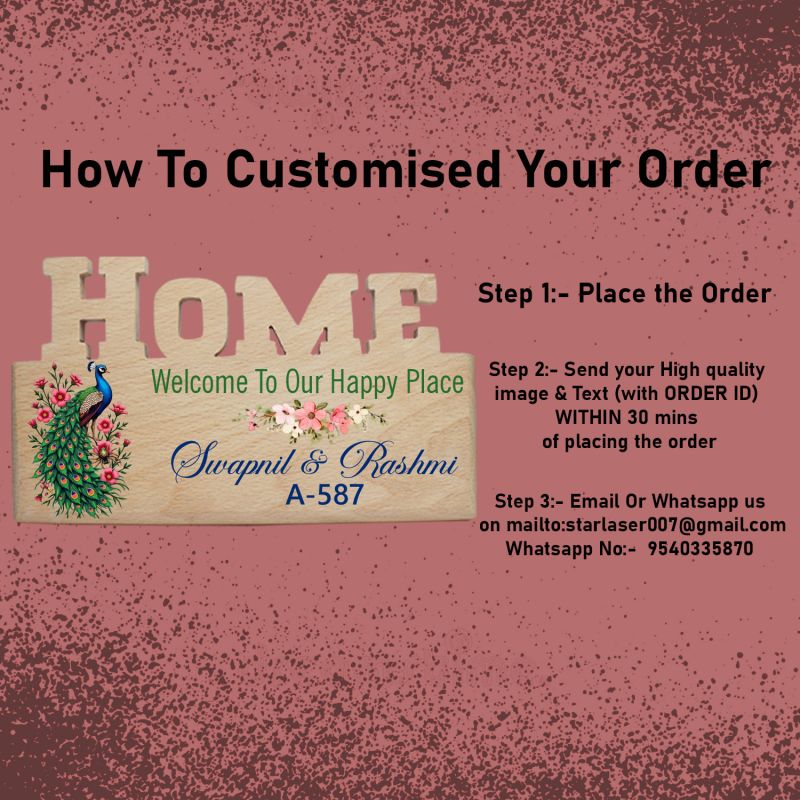 Gift Me Bazar Personalized Peacock Theme Name Plate for Home Entrance  